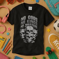 Funny Skull Design No Gods No Kings No Kids T-Shirt