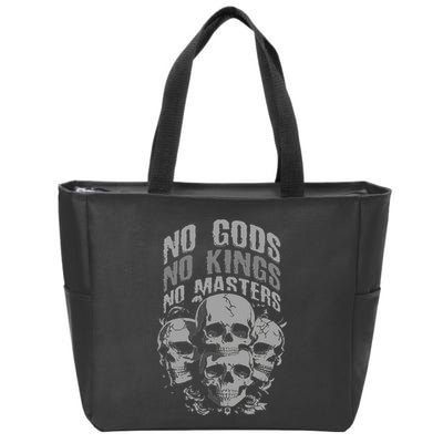 Funny Skull Design No Gods No Kings No Zip Tote Bag