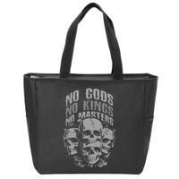 Funny Skull Design No Gods No Kings No Zip Tote Bag