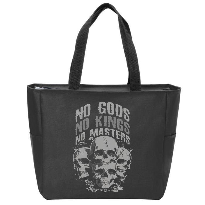 Funny Skull Design No Gods No Kings No Zip Tote Bag