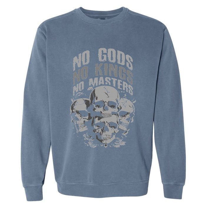 Funny Skull Design No Gods No Kings No Garment-Dyed Sweatshirt
