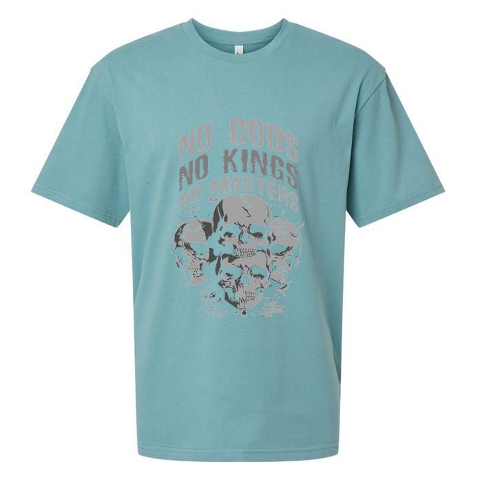 Funny Skull Design No Gods No Kings No Sueded Cloud Jersey T-Shirt