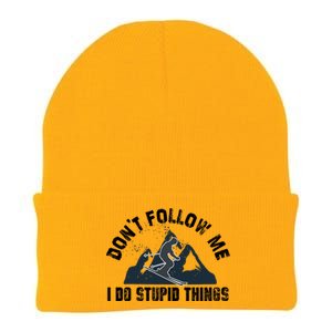 Funny Skiing Don't Follow Me I Do Stupid Things Snowboard Great Gift Knit Cap Winter Beanie