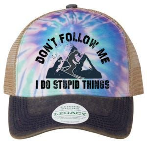 Funny Skiing Don't Follow Me I Do Stupid Things Snowboard Great Gift Legacy Tie Dye Trucker Hat