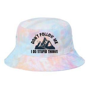 Funny Skiing Don't Follow Me I Do Stupid Things Snowboard Great Gift Tie Dye Newport Bucket Hat