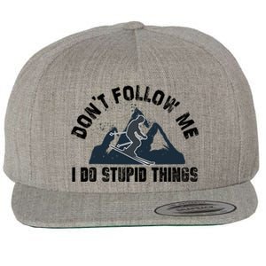 Funny Skiing Don't Follow Me I Do Stupid Things Snowboard Great Gift Wool Snapback Cap