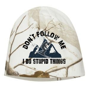 Funny Skiing Don't Follow Me I Do Stupid Things Snowboard Great Gift Kati - Camo Knit Beanie