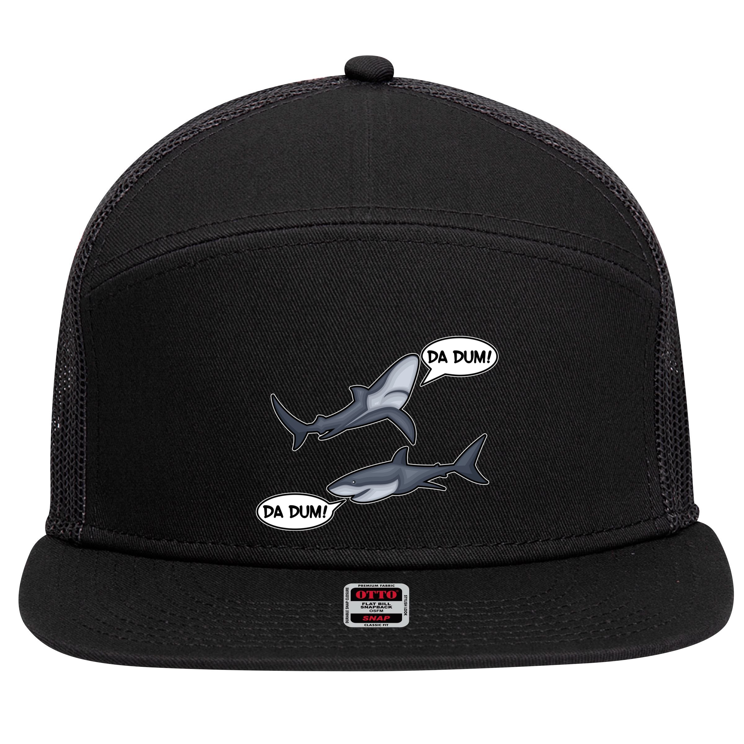 Funny Shark Da Dum Da Dum 7 Panel Mesh Trucker Snapback Hat