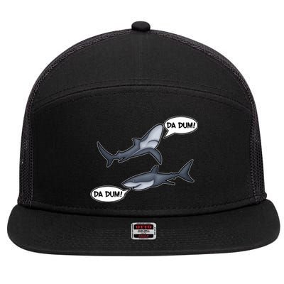 Funny Shark Da Dum Da Dum 7 Panel Mesh Trucker Snapback Hat