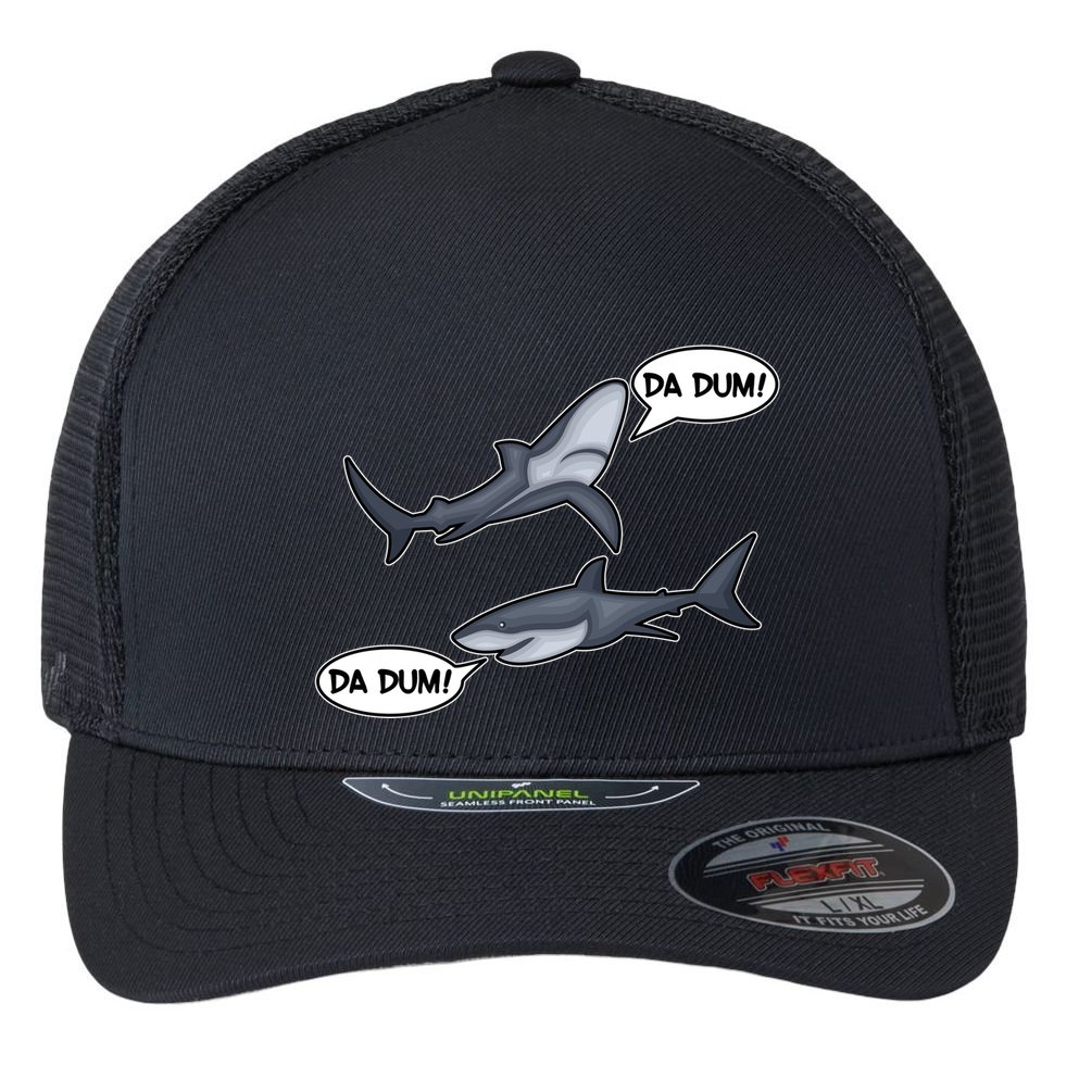 Funny Shark Da Dum Da Dum Flexfit Unipanel Trucker Cap