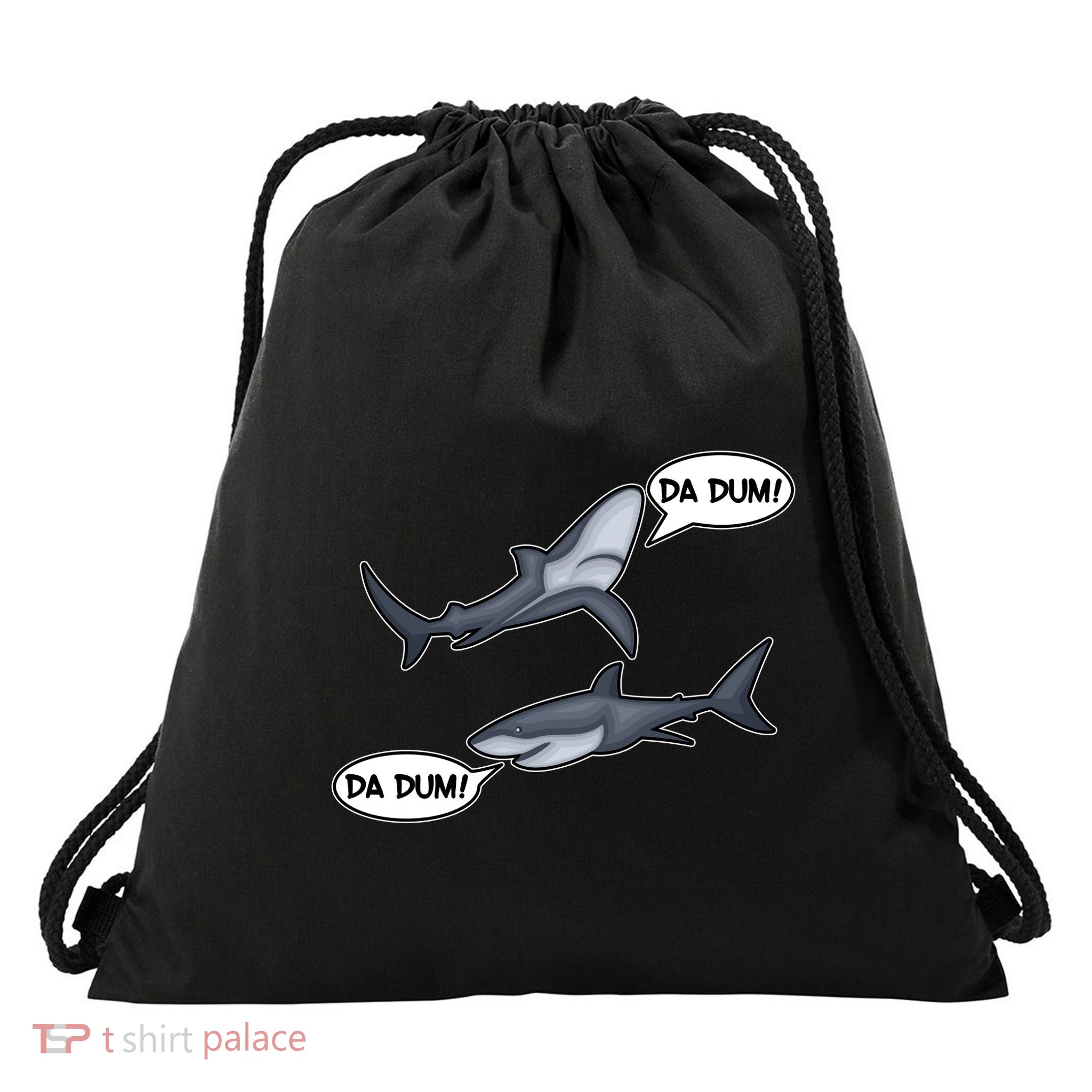 Funny Shark Da Dum Da Dum Drawstring Bag