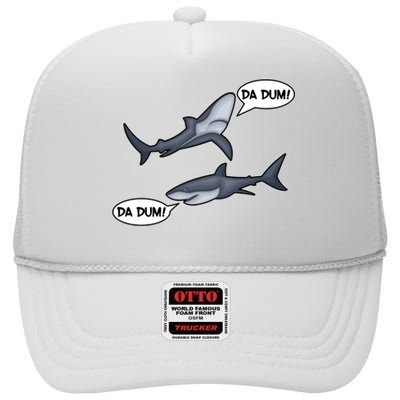 Funny Shark Da Dum Da Dum High Crown Mesh Back Trucker Hat