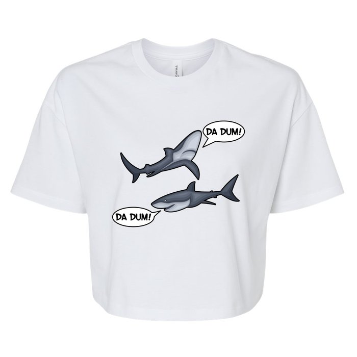 Funny Shark Da Dum Da Dum Bella+Canvas Jersey Crop Tee