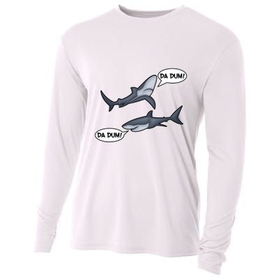Funny Shark Da Dum Da Dum Cooling Performance Long Sleeve Crew