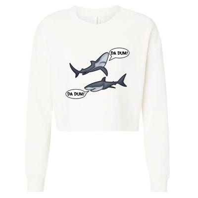 Funny Shark Da Dum Da Dum Cropped Pullover Crew