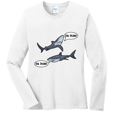 Funny Shark Da Dum Da Dum Ladies Long Sleeve Shirt