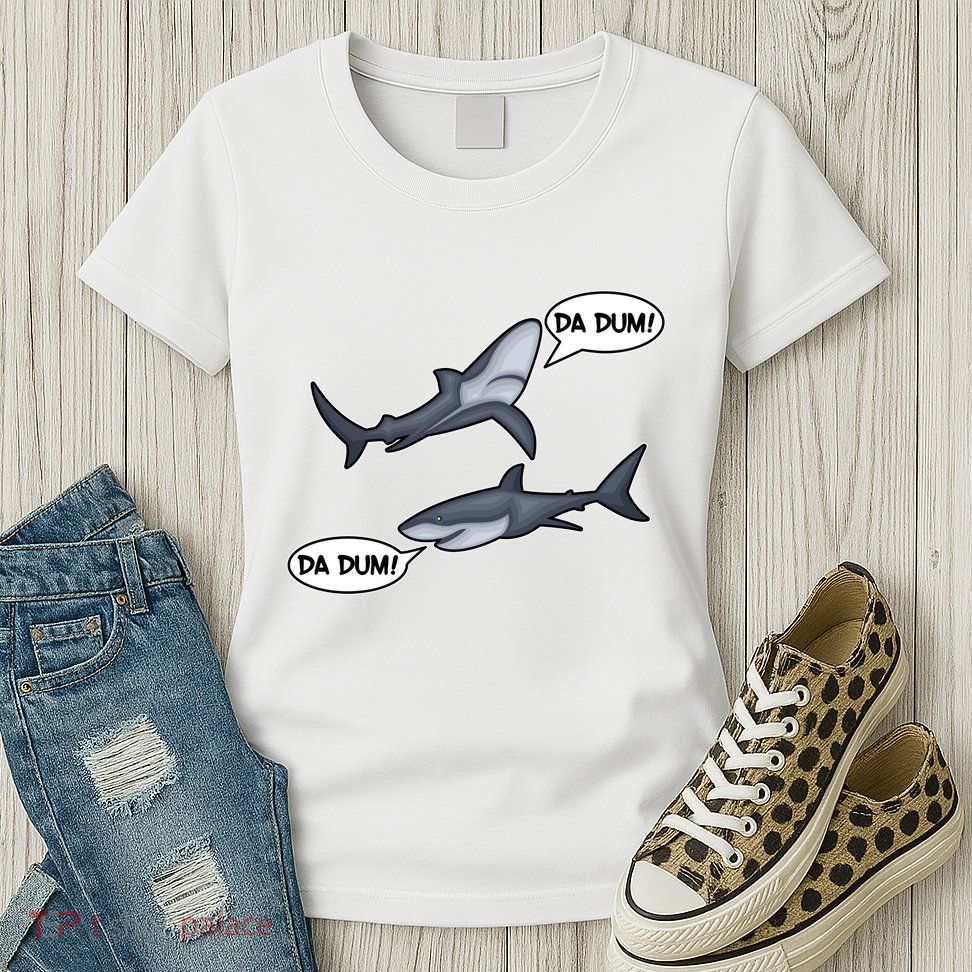 Funny Shark Da Dum Da Dum Womens T-Shirt