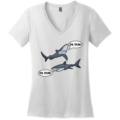 Funny Shark Da Dum Da Dum Women's V-Neck T-Shirt