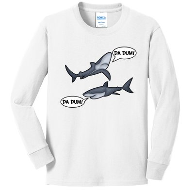 Funny Shark Da Dum Da Dum Kids Long Sleeve Shirt