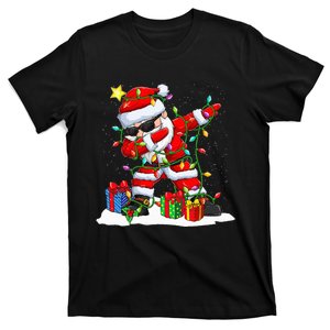 Festive Santa Dabbing Christmas Tree Light Holiday Presents T-Shirt