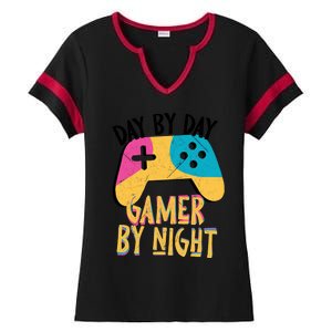 Funny Sarcastic Dad By Day Gamer By Night Video Games Lover Gift Ladies Halftime Notch Neck Tee