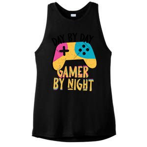 Funny Sarcastic Dad By Day Gamer By Night Video Games Lover Gift Ladies PosiCharge Tri-Blend Wicking Tank