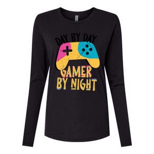 Funny Sarcastic Dad By Day Gamer By Night Video Games Lover Gift Womens Cotton Relaxed Long Sleeve T-Shirt