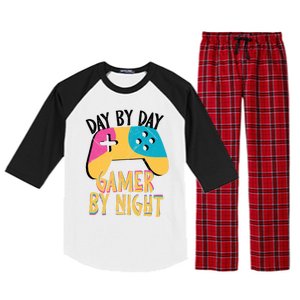 Funny Sarcastic Dad By Day Gamer By Night Video Games Lover Gift Raglan Sleeve Pajama Set