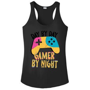 Funny Sarcastic Dad By Day Gamer By Night Video Games Lover Gift Ladies PosiCharge Competitor Racerback Tank