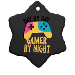 Funny Sarcastic Dad By Day Gamer By Night Video Games Lover Gift Ceramic Star Ornament