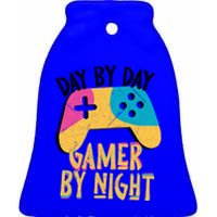 Funny Sarcastic Dad By Day Gamer By Night Video Games Lover Gift Ceramic Bell Ornament