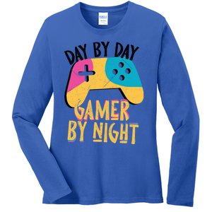 Funny Sarcastic Dad By Day Gamer By Night Video Games Lover Gift Ladies Long Sleeve Shirt