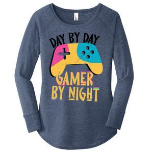 Funny Sarcastic Dad By Day Gamer By Night Video Games Lover Gift Women's Perfect Tri Tunic Long Sleeve Shirt