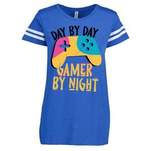 Funny Sarcastic Dad By Day Gamer By Night Video Games Lover Gift Enza Ladies Jersey Football T-Shirt