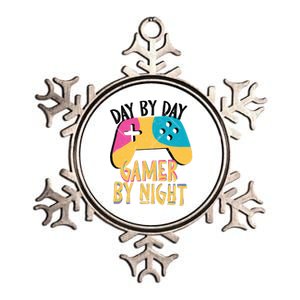 Funny Sarcastic Dad By Day Gamer By Night Video Games Lover Gift Metallic Star Ornament