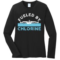 Funny Swimming Designs For Water Sports Lovers Ladies Long Sleeve Shirt