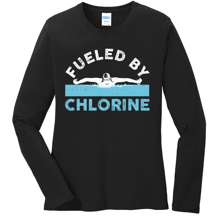 Funny Swimming Designs For Water Sports Lovers Ladies Long Sleeve Shirt