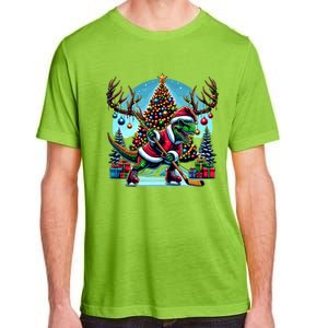 Funny Santa Dinosaur Playing Hockey Gift Adult ChromaSoft Performance T-Shirt