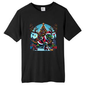 Funny Santa Dinosaur Playing Hockey Gift Tall Fusion ChromaSoft Performance T-Shirt