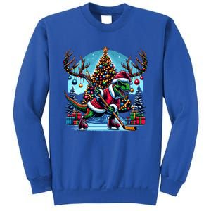 Funny Santa Dinosaur Playing Hockey Gift Sweatshirt