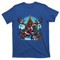 Funny Santa Dinosaur Playing Hockey Gift T-Shirt