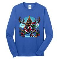 Funny Santa Dinosaur Playing Hockey Gift Tall Long Sleeve T-Shirt