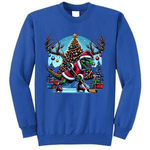 Funny Santa Dinosaur Playing Hockey Gift Tall Sweatshirt