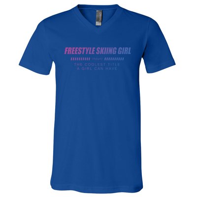 Freestyle Skiing Definition Freestyle Skier Funny Gift V-Neck T-Shirt