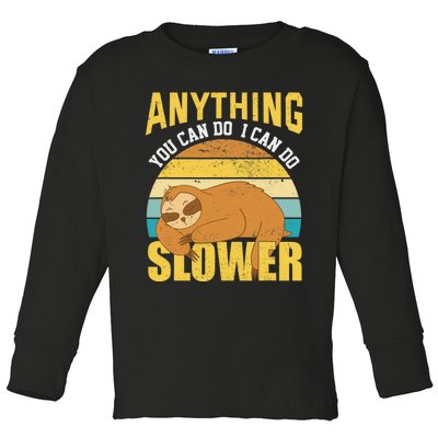 Funny Sloth Design, Lazy Person, Funny Lazy Toddler Long Sleeve Shirt