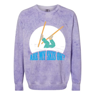 Funny Skiing Design Are My Skis Ok ? For Winter Sports Gift Colorblast Crewneck Sweatshirt