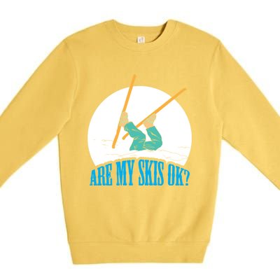 Funny Skiing Design Are My Skis Ok ? For Winter Sports Gift Premium Crewneck Sweatshirt