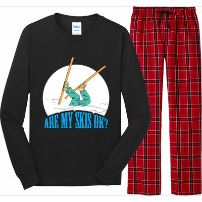 Funny Skiing Design Are My Skis Ok ? For Winter Sports Gift Long Sleeve Pajama Set