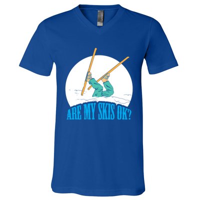 Funny Skiing Design Are My Skis Ok ? For Winter Sports Gift V-Neck T-Shirt