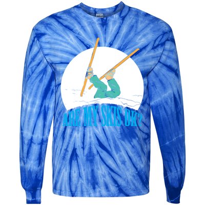 Funny Skiing Design Are My Skis Ok ? For Winter Sports Gift Tie-Dye Long Sleeve Shirt